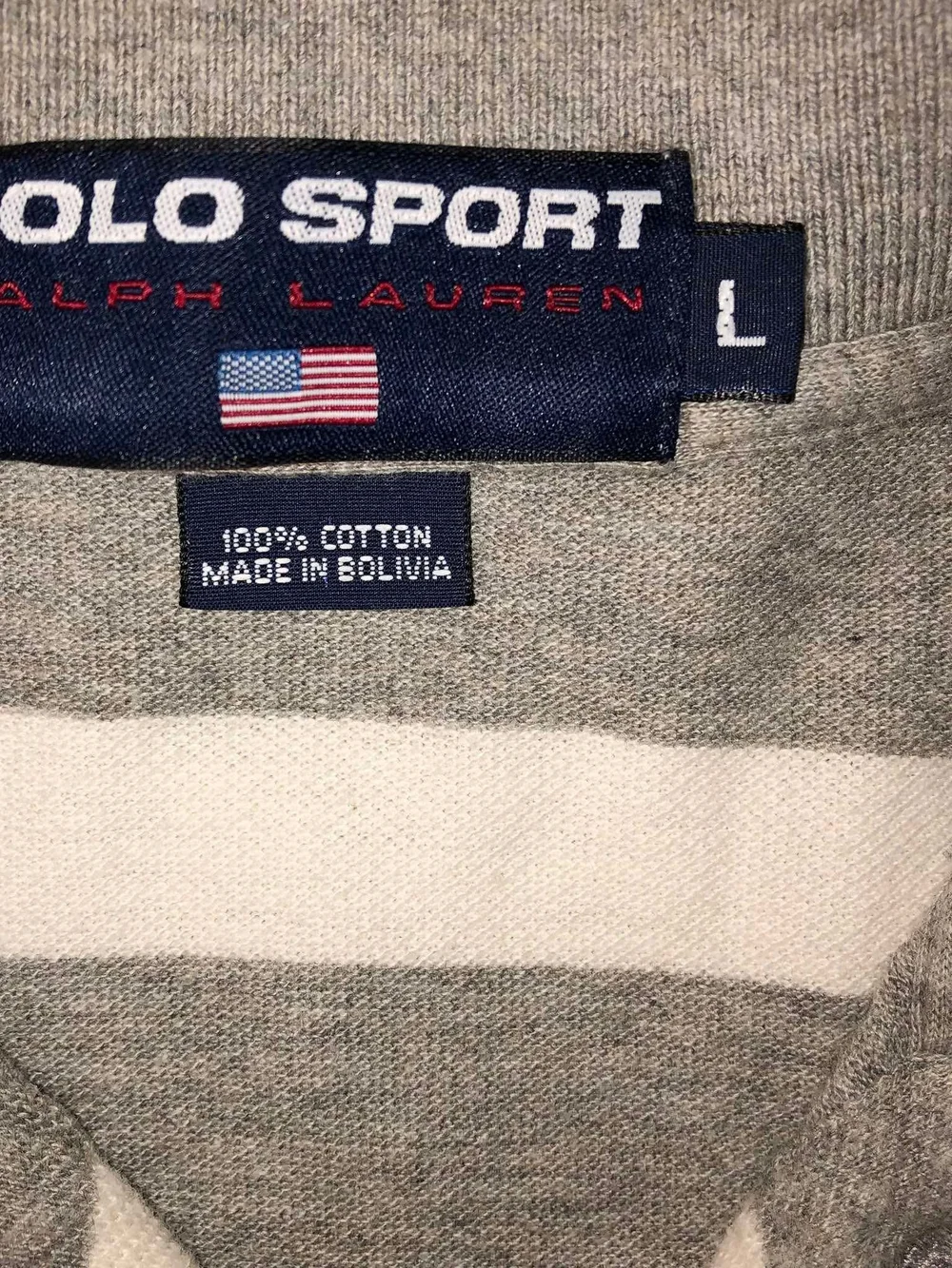 Ralph Lauren Polo Sport Gray and White Striped Short-Sleeve Polo